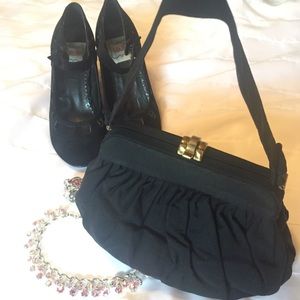 1940s purse, vintage, rockabilly, retro black bag